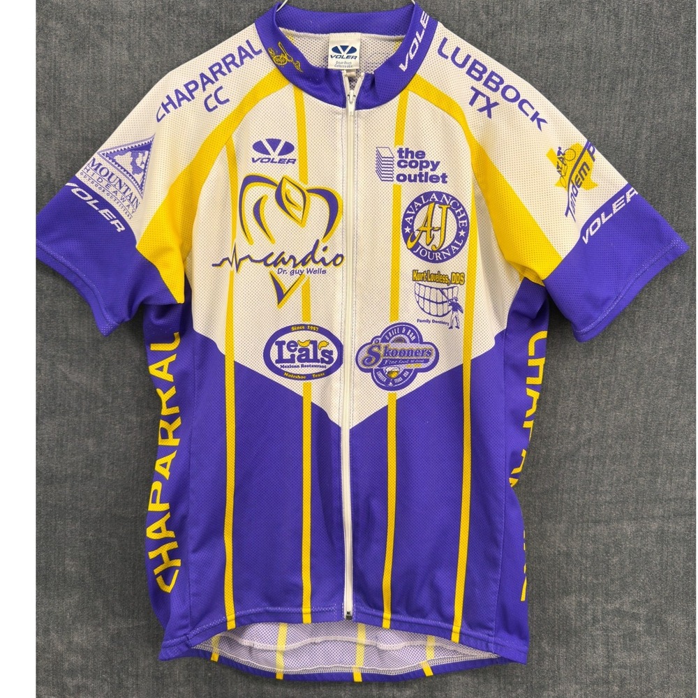 Voler Cycling Jersey Women XL Purple Yellow Polyester Full Zip Graphic